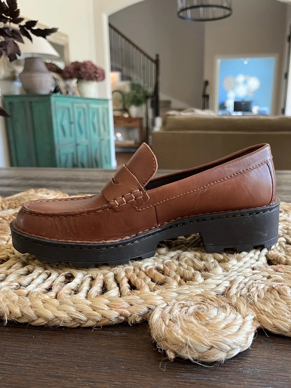 Born SZ 7.5 Carrera Brown Leather Lug Sole Loafer Penny Loafer Women’s | Worn 1x